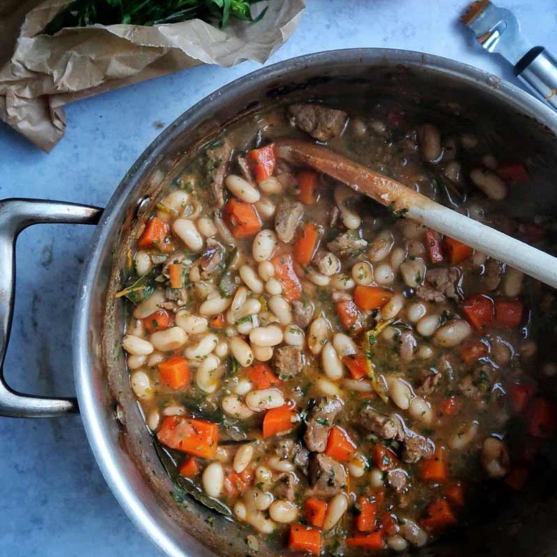 Herby pork and bean stew