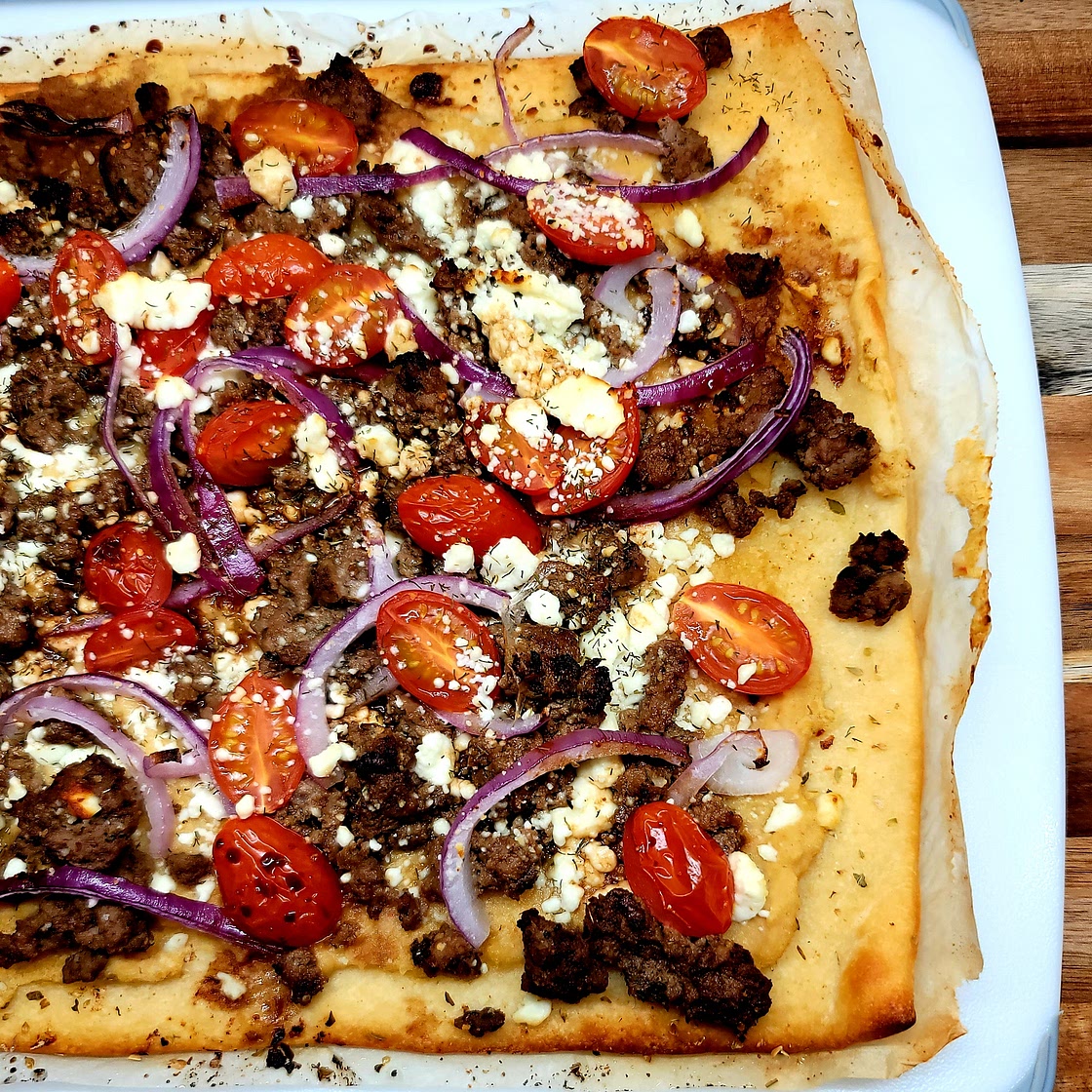 Greek Hummus Pizza