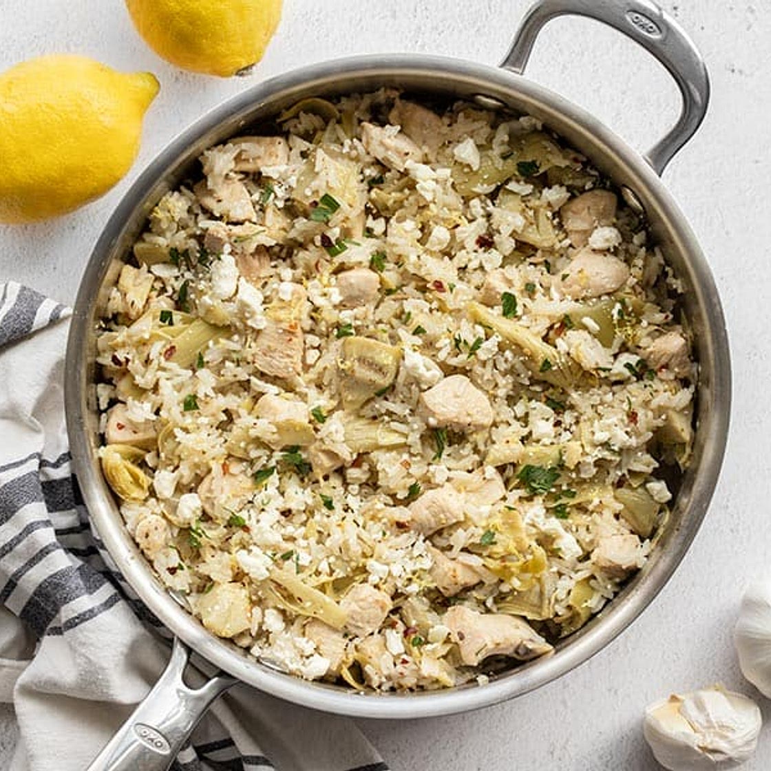 One Pot Lemon Artichoke Chicken and Rice