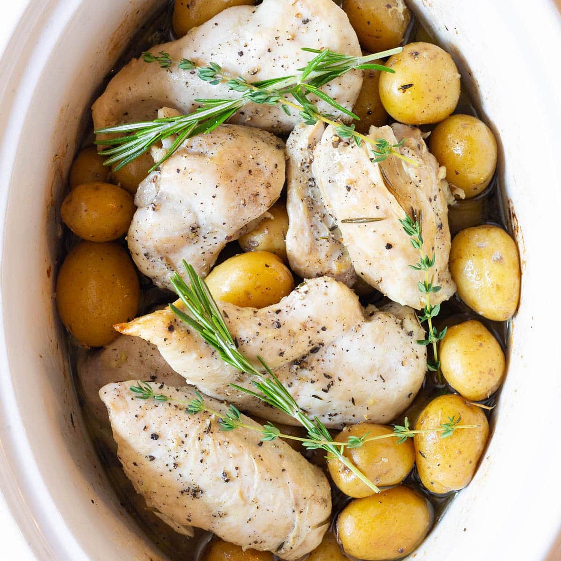 Slow Cooker Garlic Butter Chicken and Potatoes