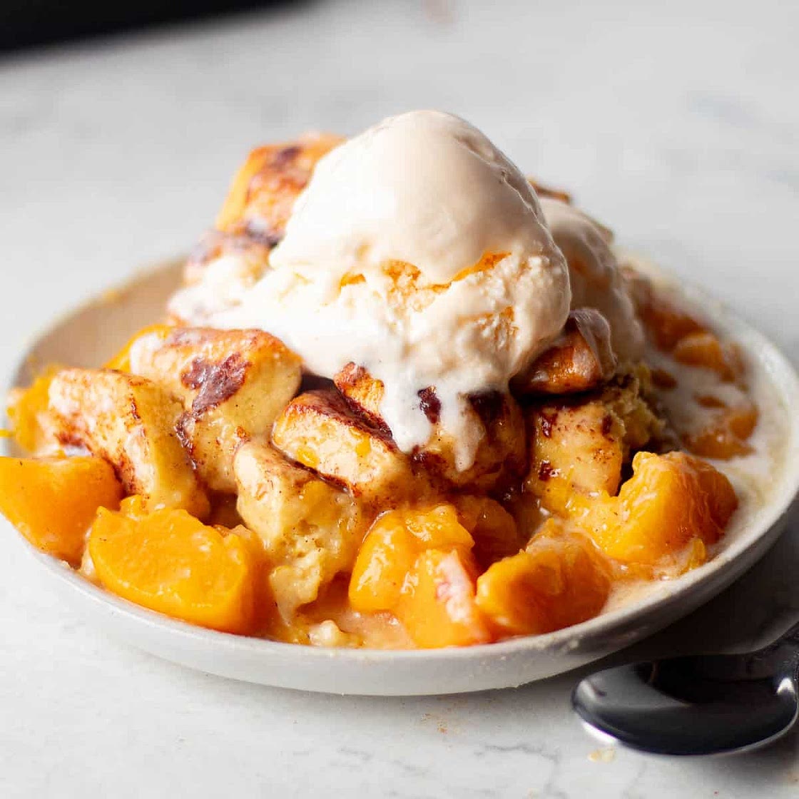 Cinnamon Rolls Peach Cobbler Recipe - Easy to Make!