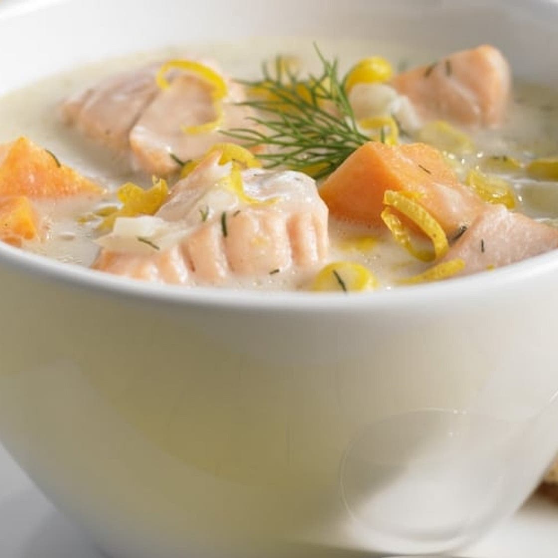 Corn, Sweet Potato and Salmon Chowder