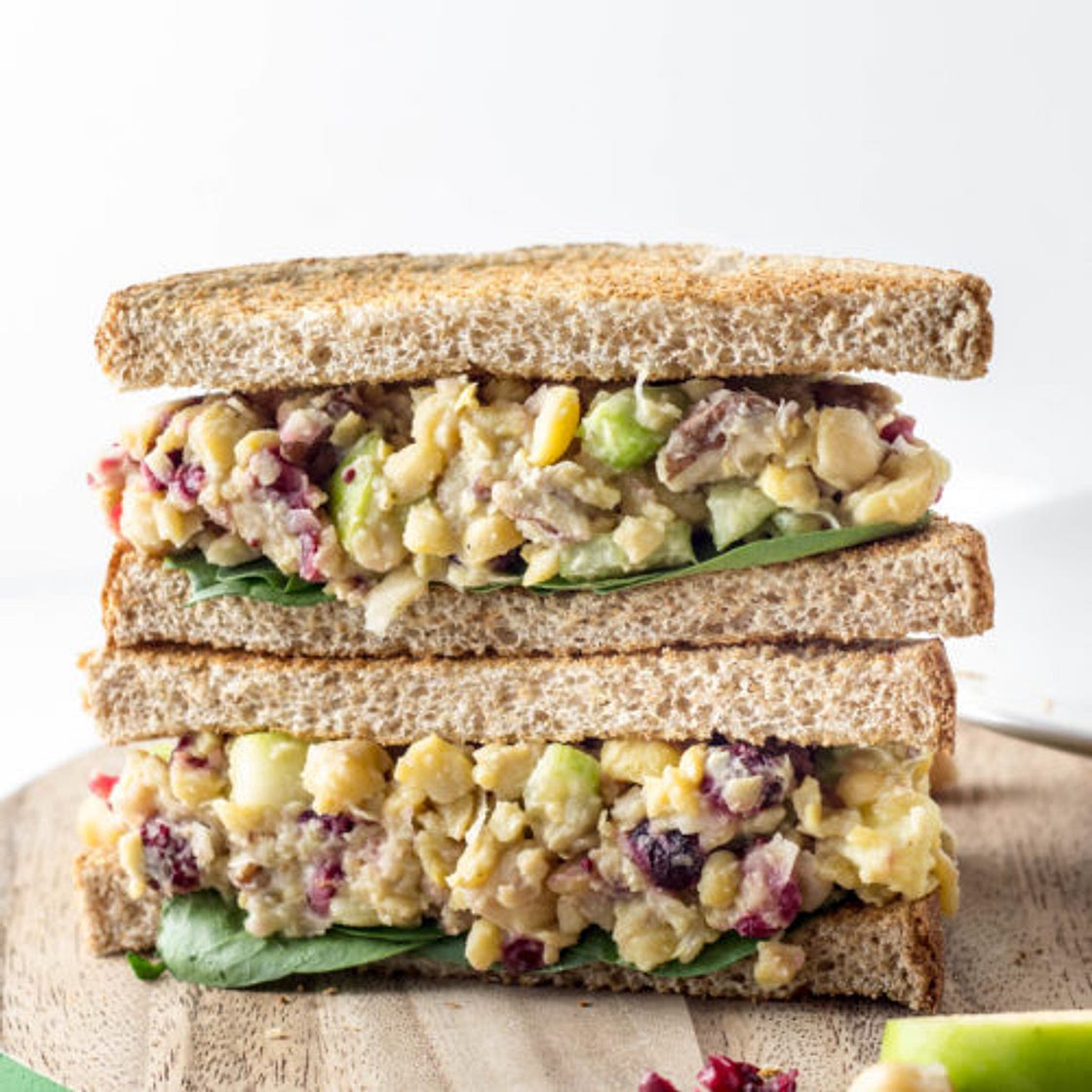 Vegan Cranberry Apple Chickpea Salad Sandwich