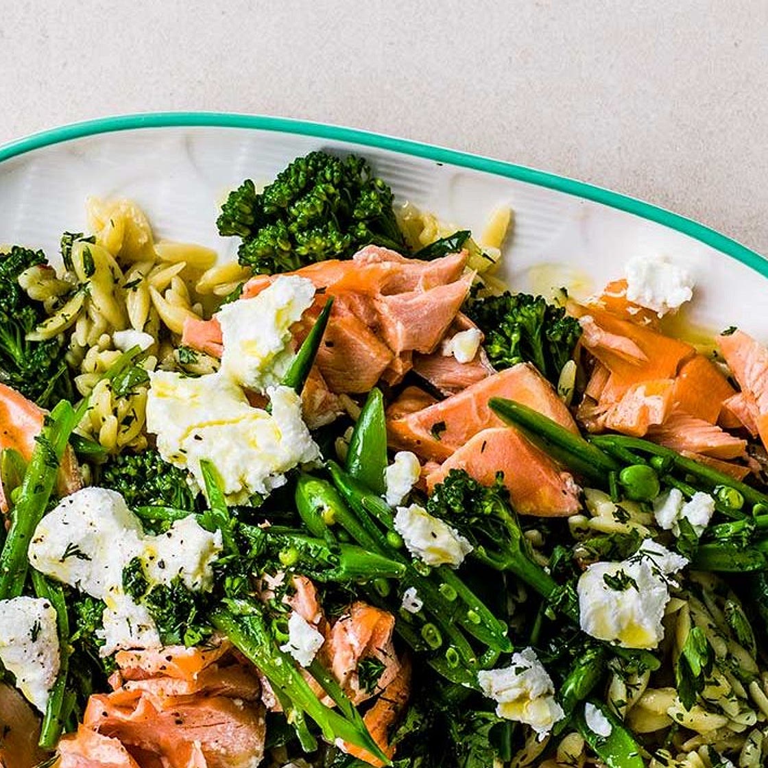 Salmon and spring veg orzo