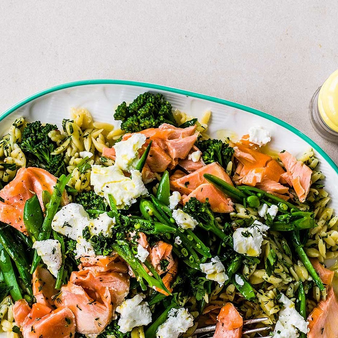 Salmon and spring veg orzo