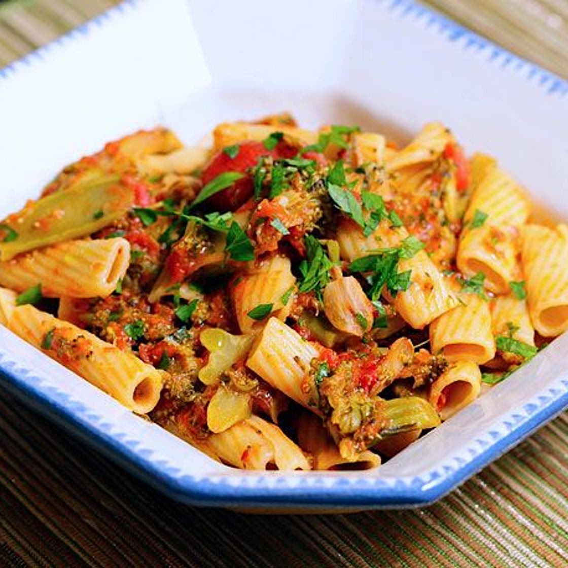 Pasta With Braised Broccoli and Tomato Recipe