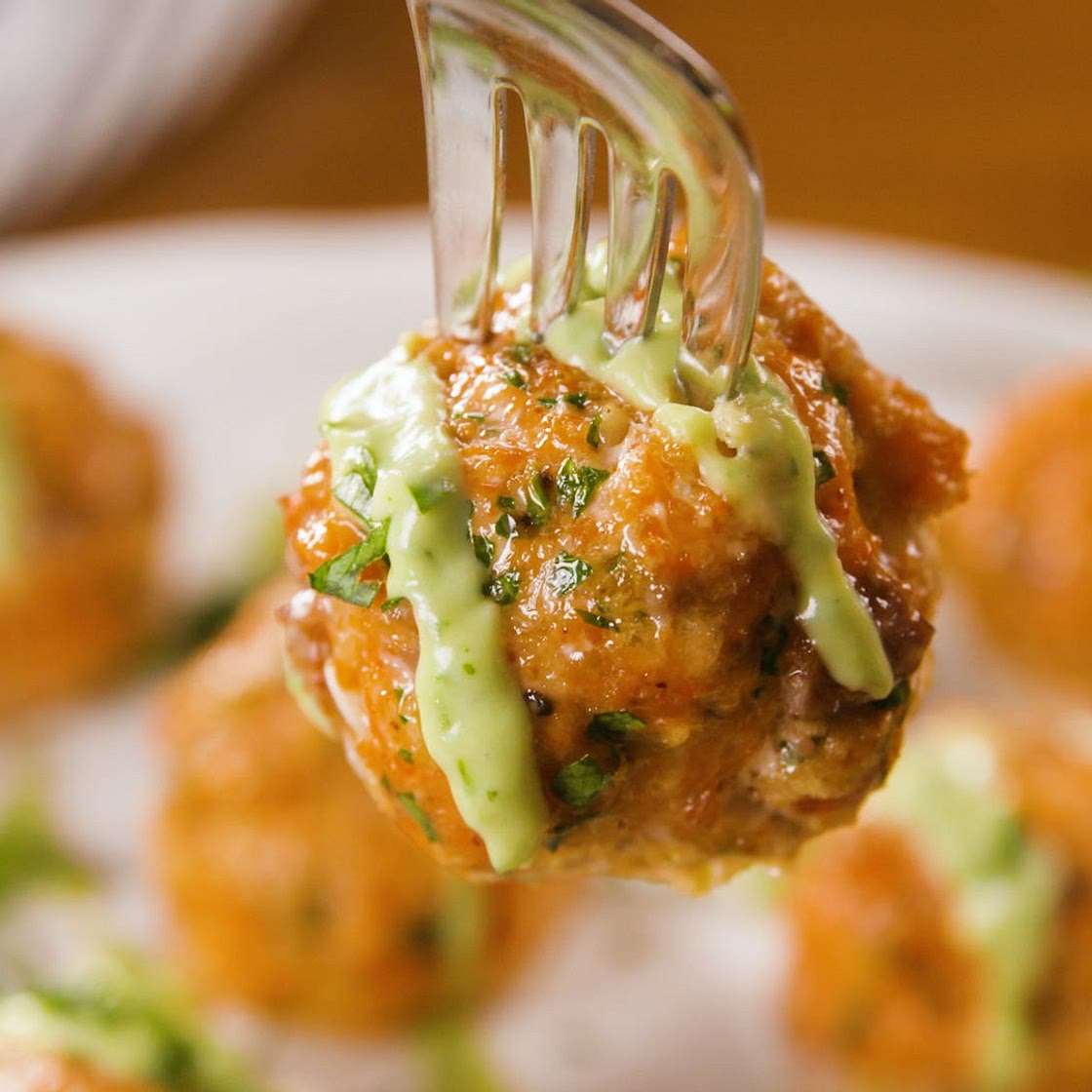 Salmon Meatballs With Avocado Crema