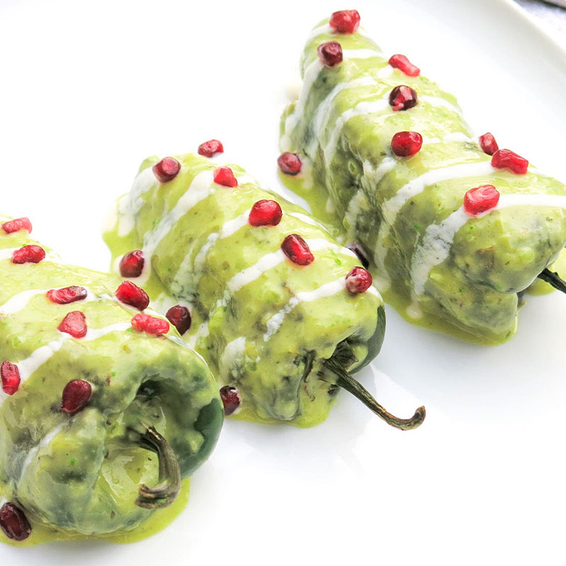 Stuffed Poblano Pepper Christmas Trees