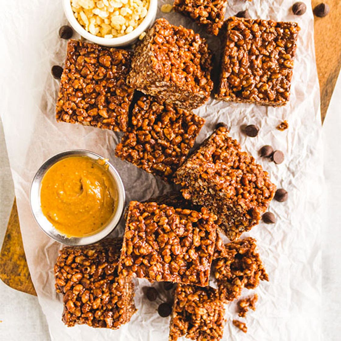 Peanut Butter and Chocolate Puffed Rice Treats