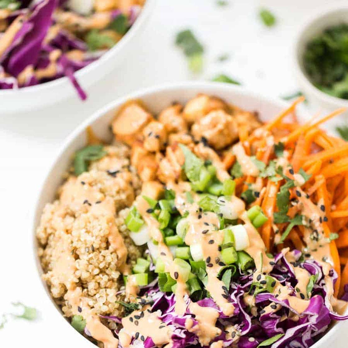 Asian Quinoa Bowls with Baked Tofu