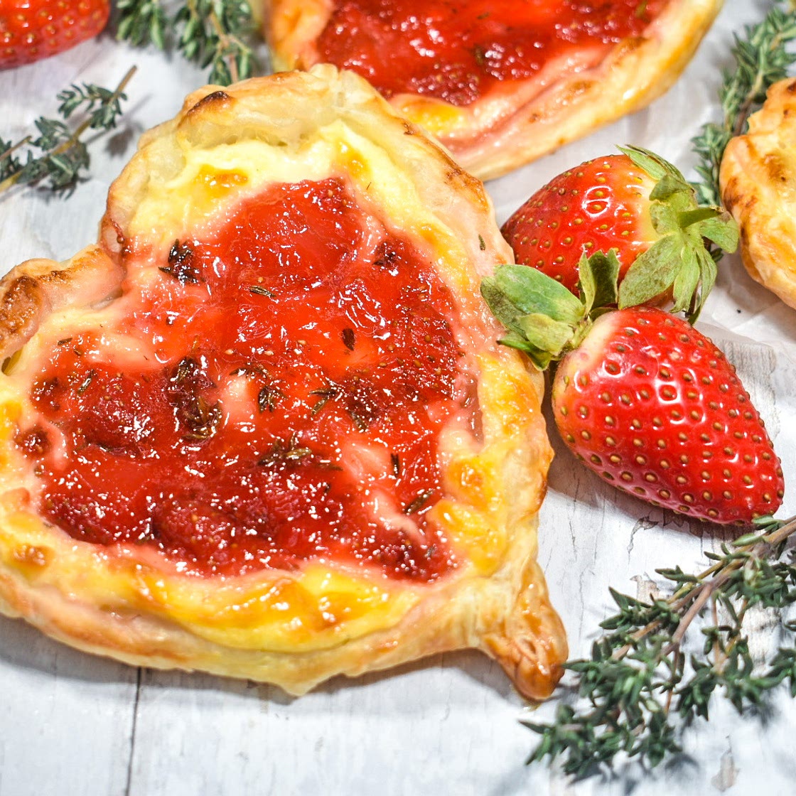 Strawberry Puff Pastry Hearts