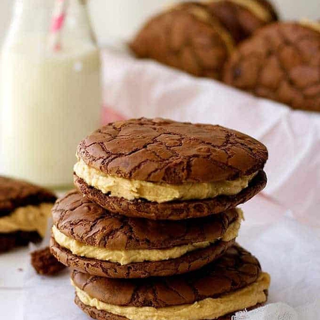 Brownie Cookie Sandwich with Peanut Butter Frosting
