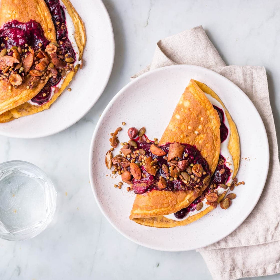 Sweet Cinnamon Omelette with Berries
