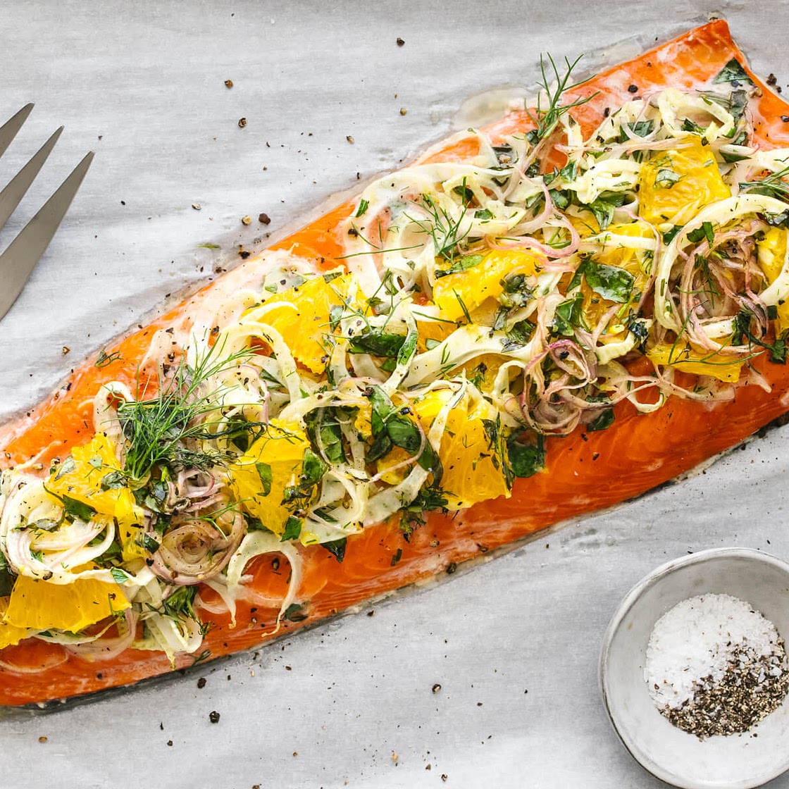 Slow Roasted Salmon with Fennel and Orange