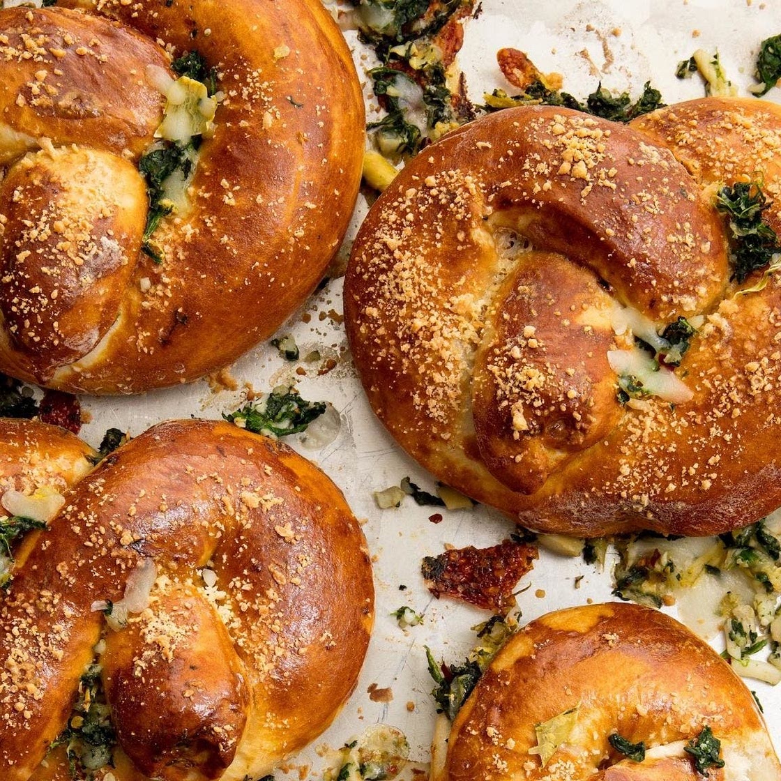 Spinach Artichoke Stuffed Pretzels