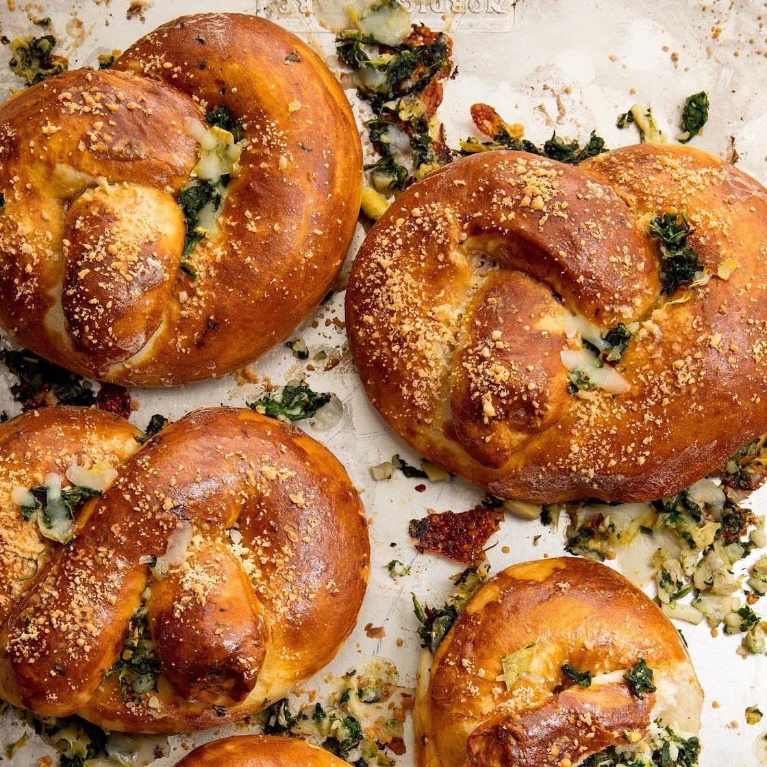 Spinach Artichoke Stuffed Pretzels