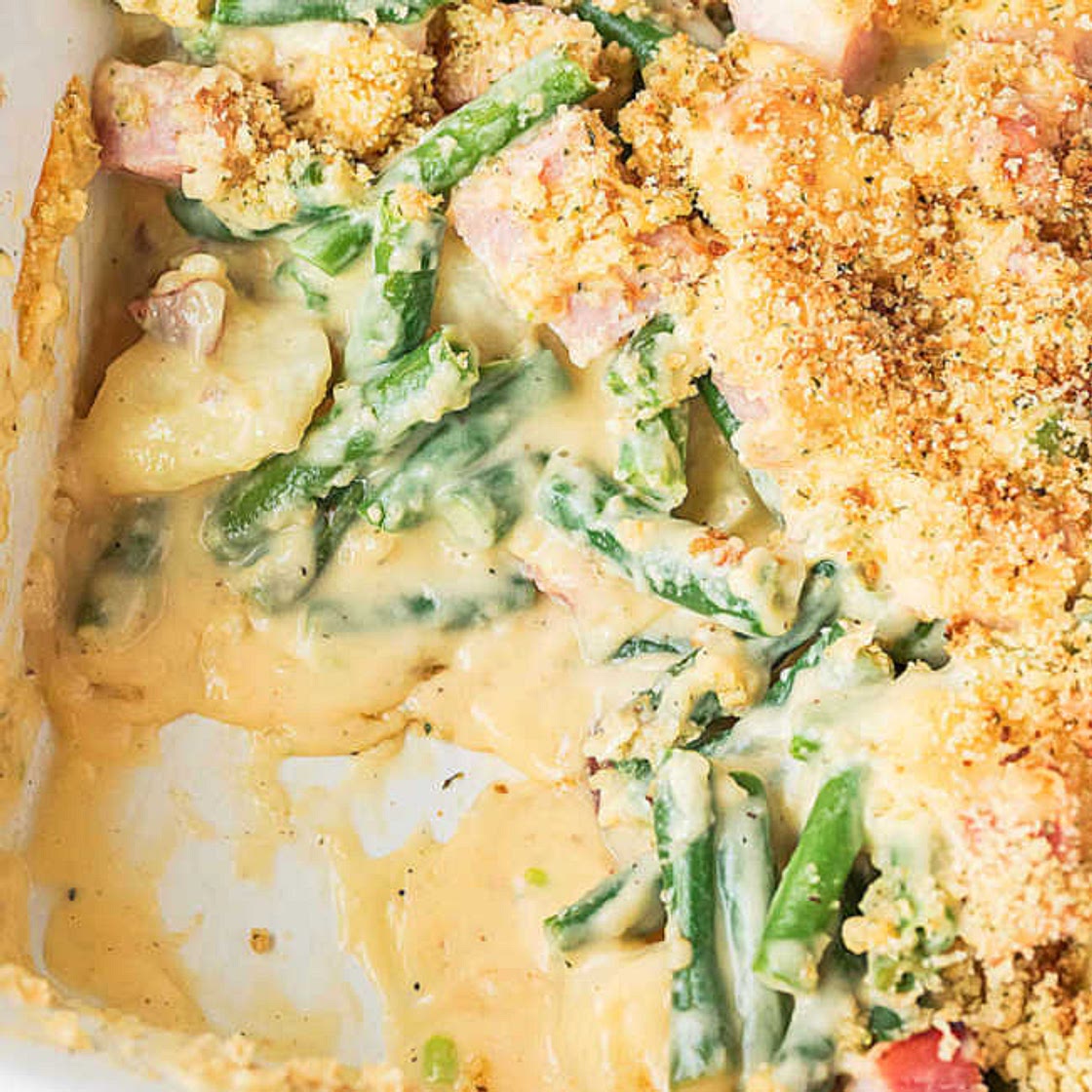 Cheesy Potato, Ham & Green Bean Casserole