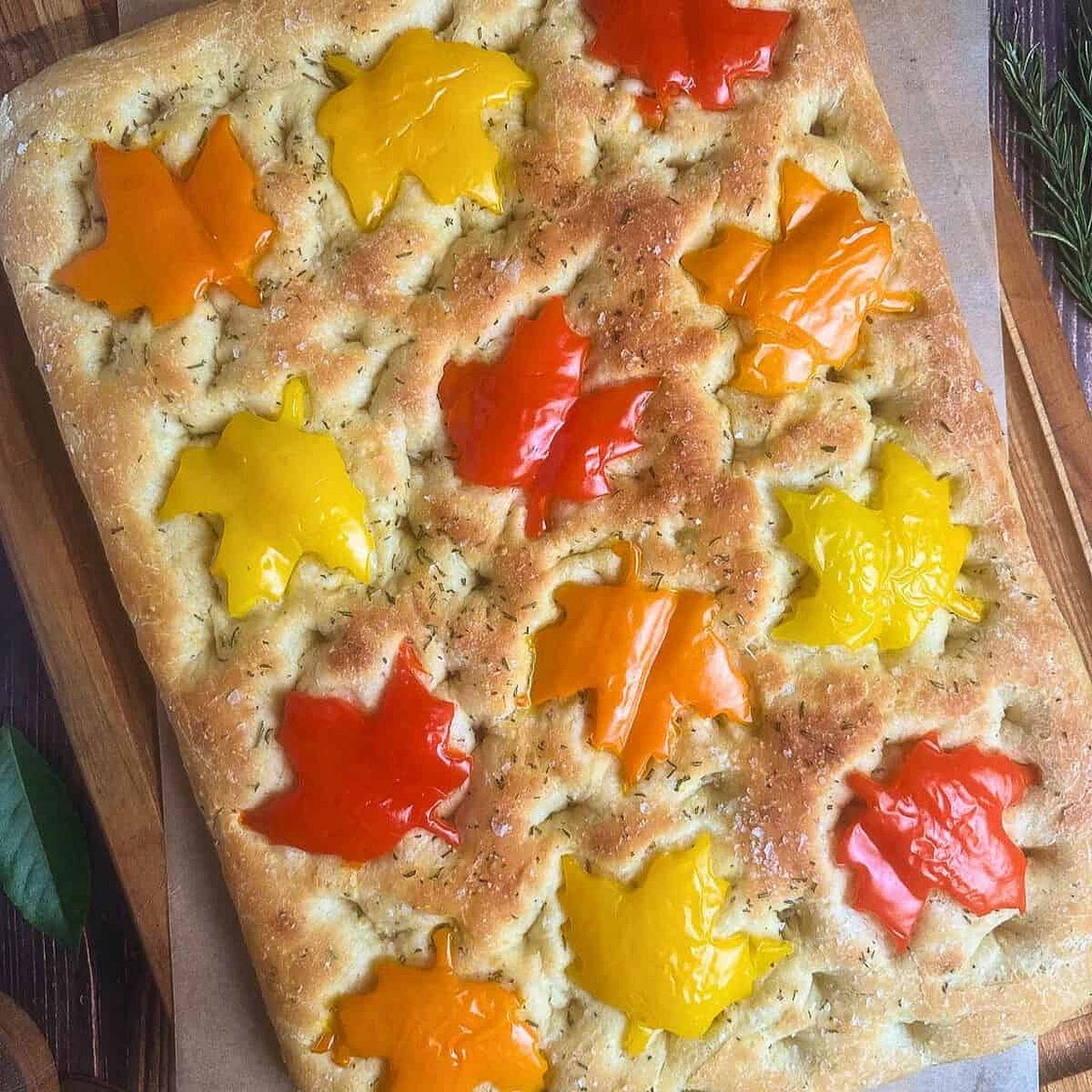 Fall Focaccia with Bell Pepper "Maple Leaves" Recipe
