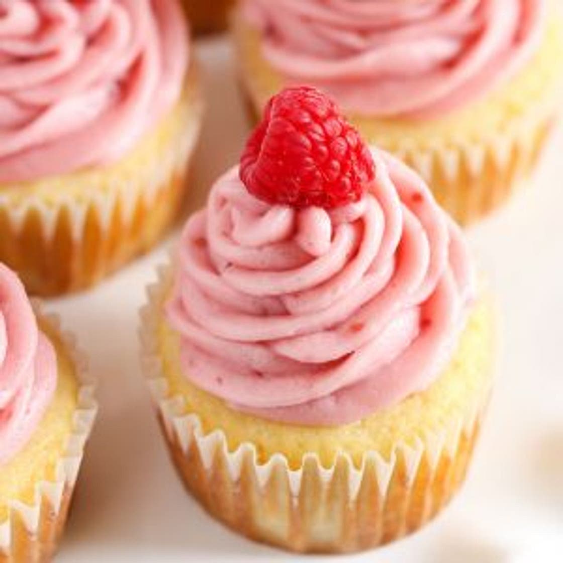 Lemon Cupcakes with Raspberry Buttercream
