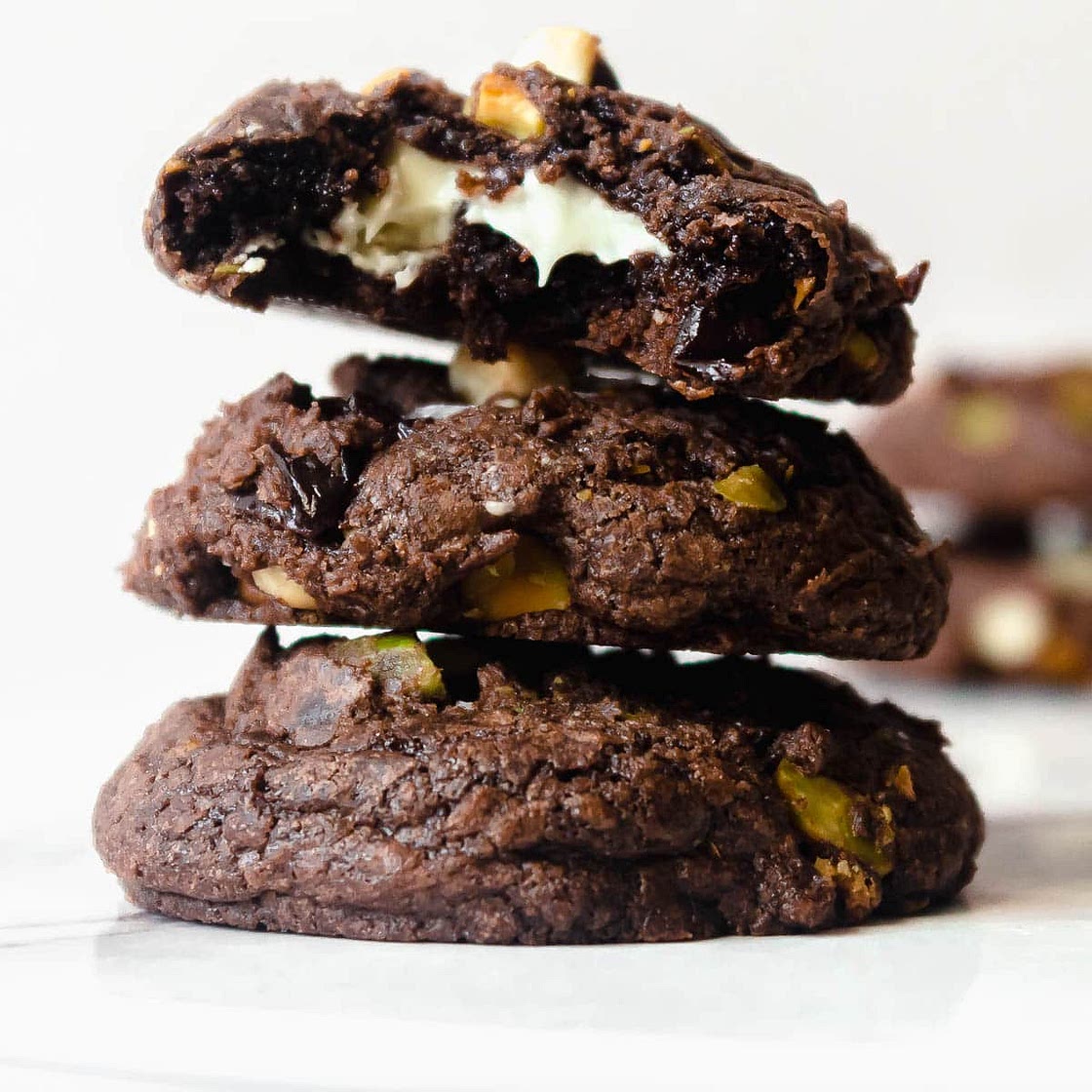 Brownie Mix Cookies with White Chocolate, Cherries, and Pistachios