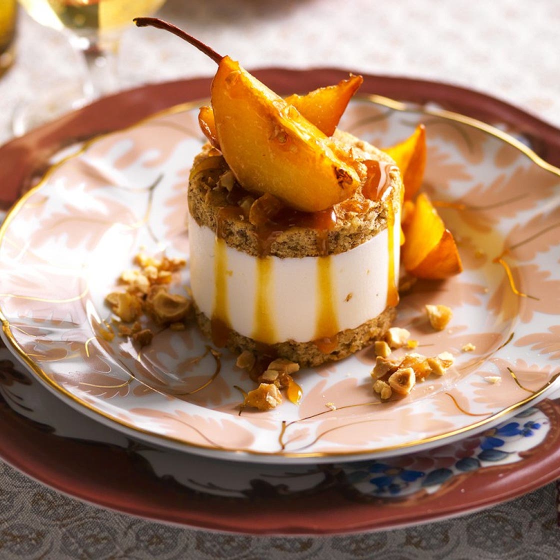 Mini cheesecake with ricotta cheese and pears