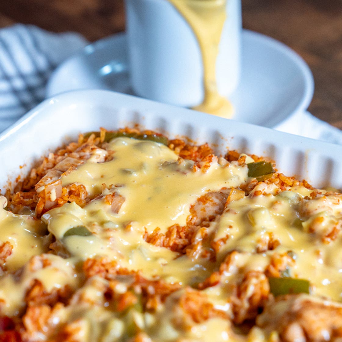 Queso Smothered Fajita Casserole