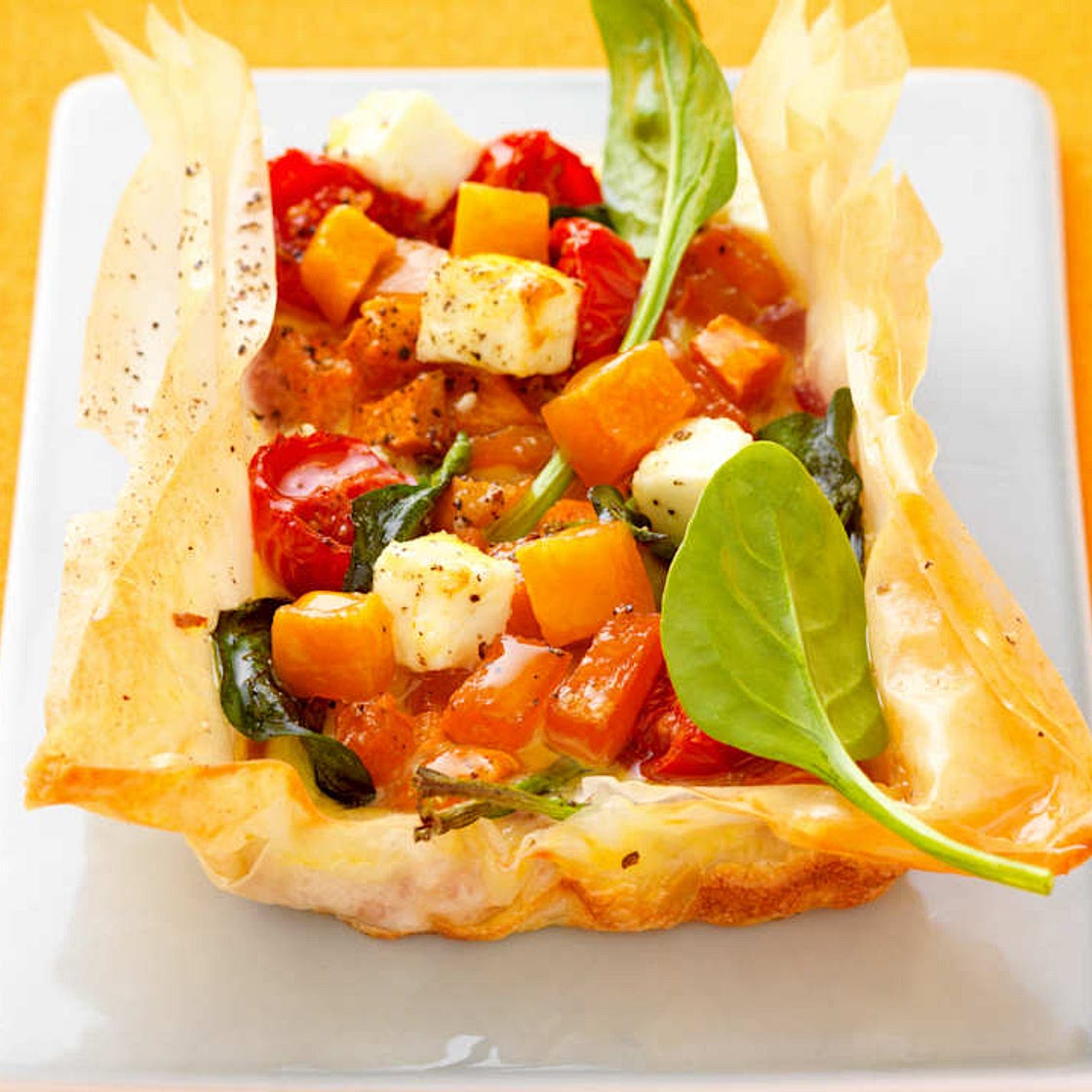 Pumpkin, Feta and Caramelised Onion Tart