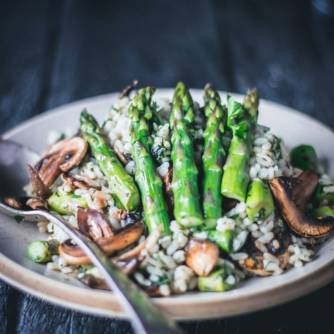 Asparagus and Mushroom Risotto