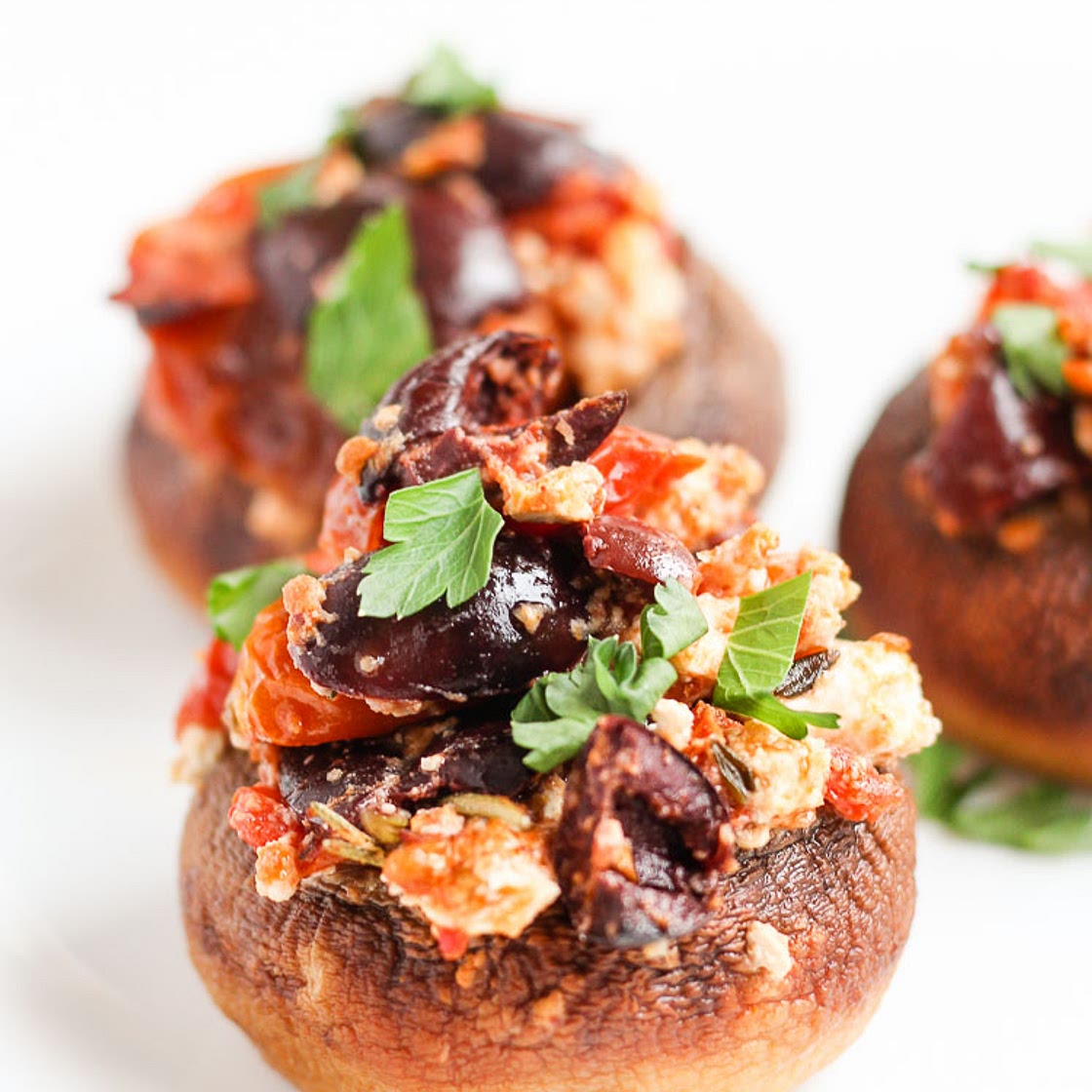 Low Carb Stuffed Mushrooms with Tomato and Feta
