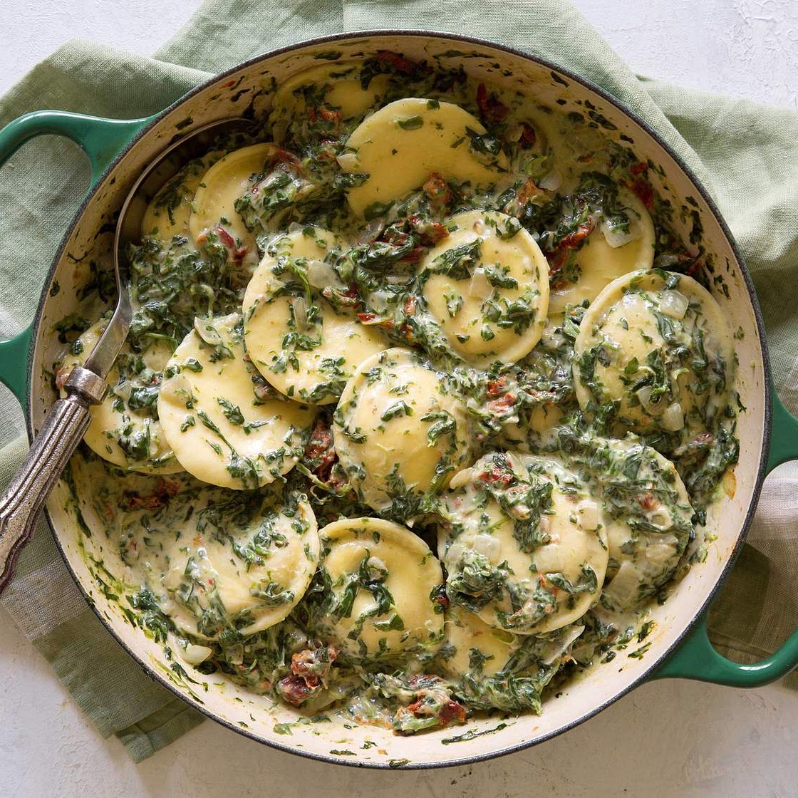 Ravioli with Creamy Spinach
