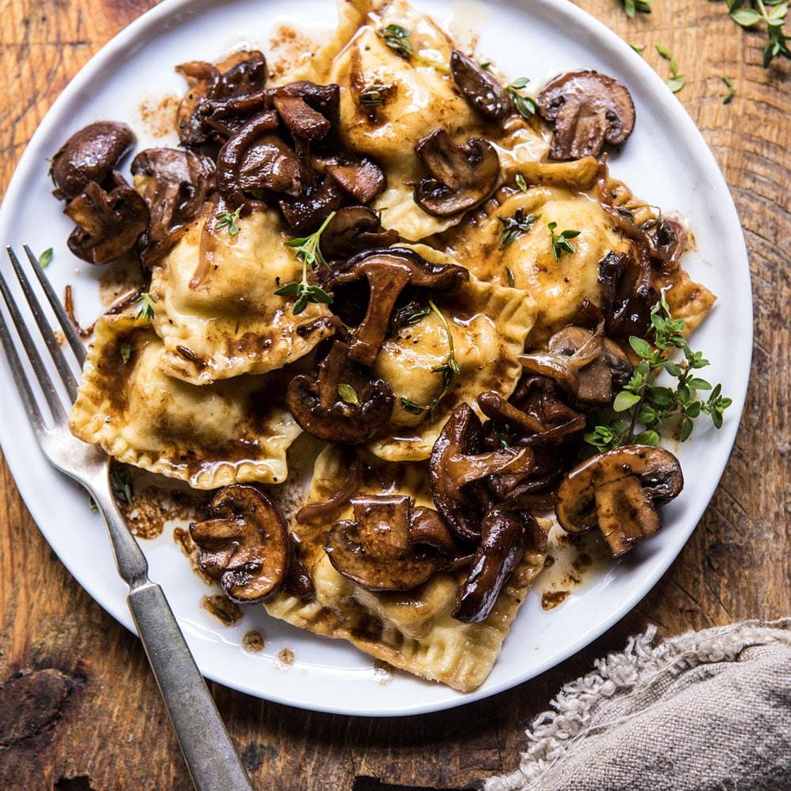 Herby Buttered Balsamic Mushroom Ravioli