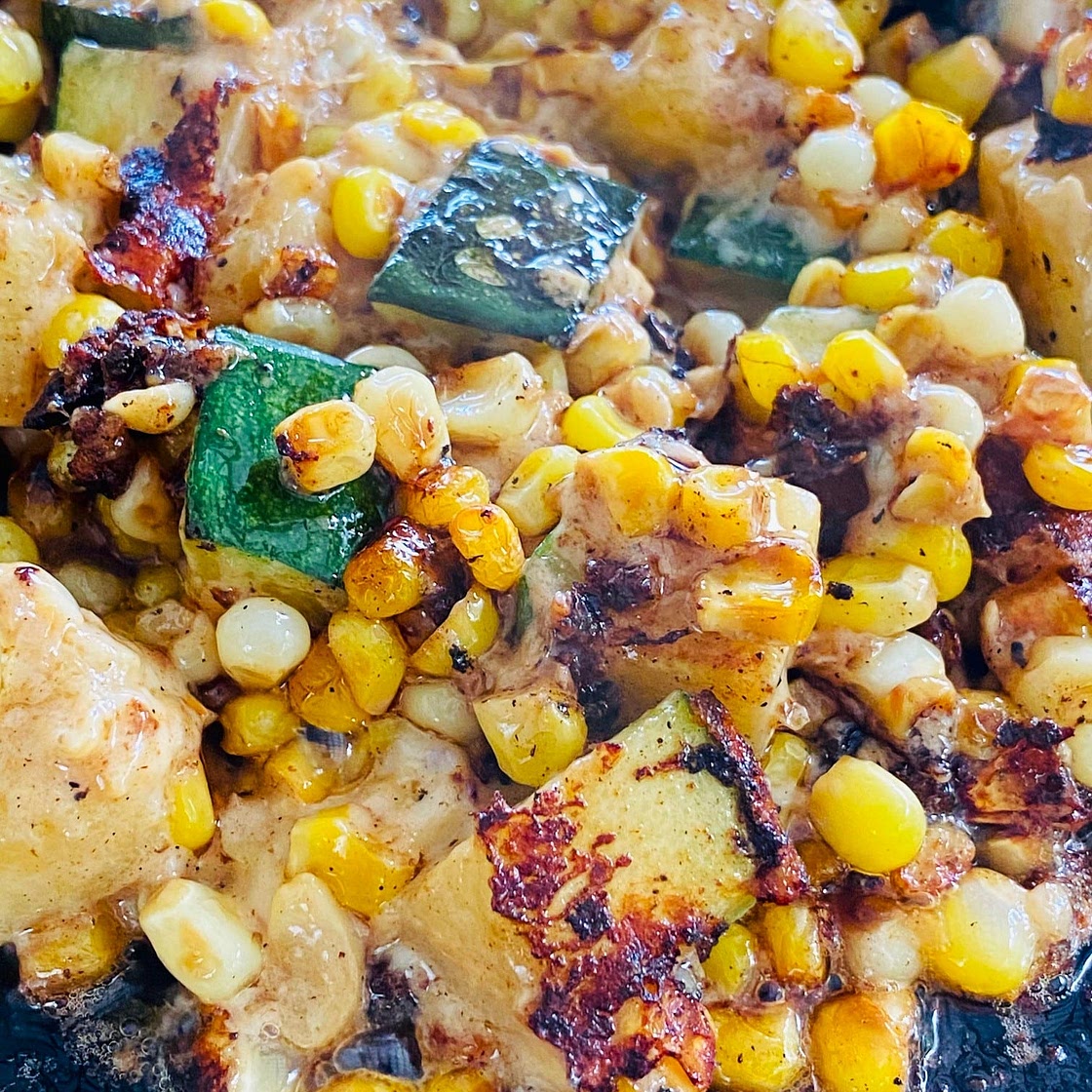 Blackstone Creamy Parmesan Corn and Zucchini