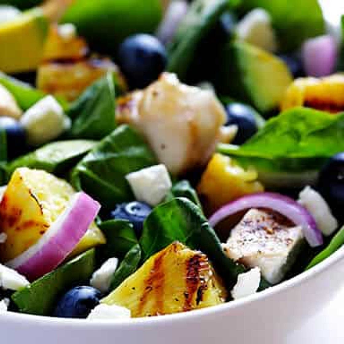 Grilled Pineapple, Chicken and Avocado Salad
