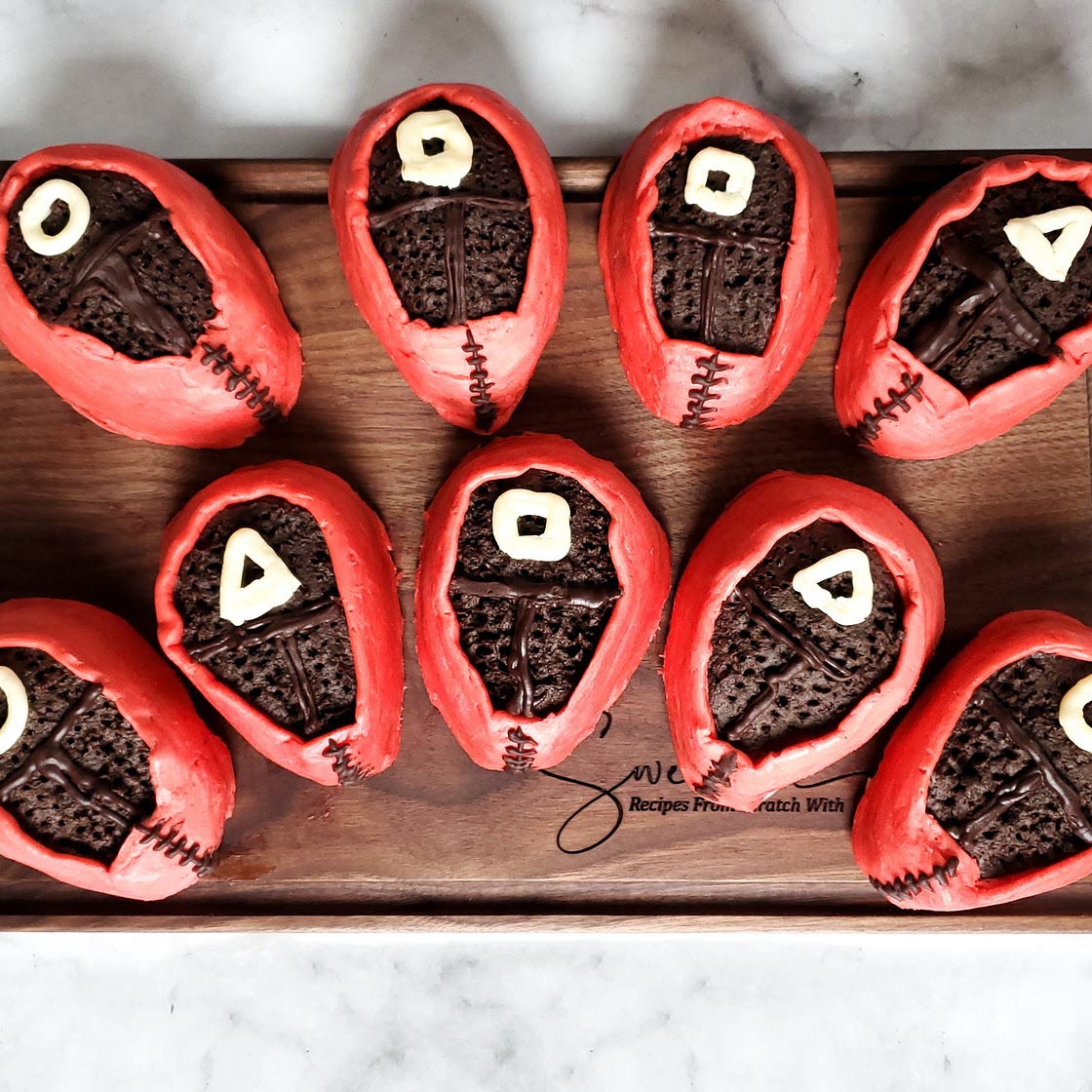 'Squid Game' Pink Soldier Mini Cakes (No Fondant)