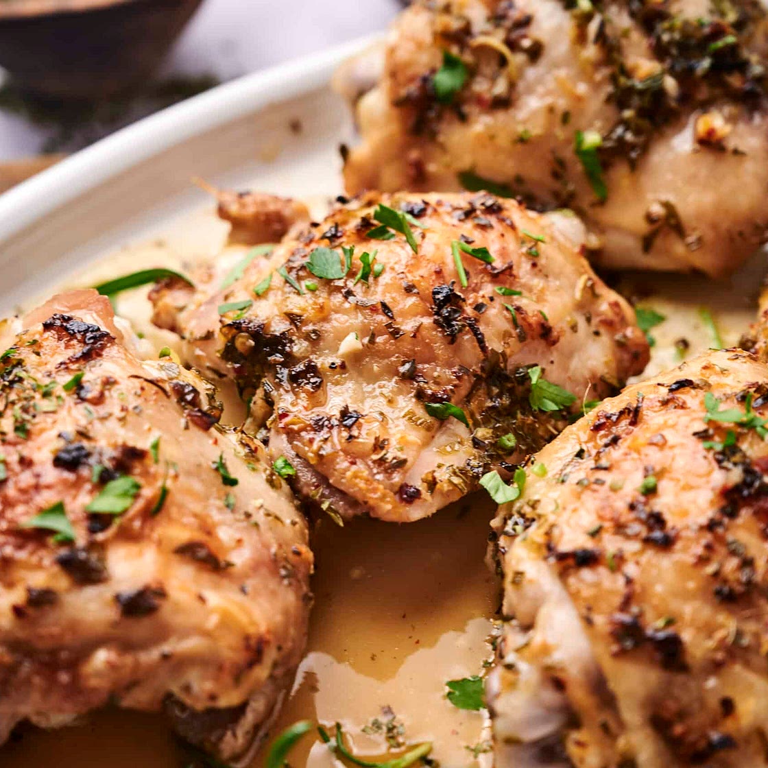 Herby sheet pan chicken thighs