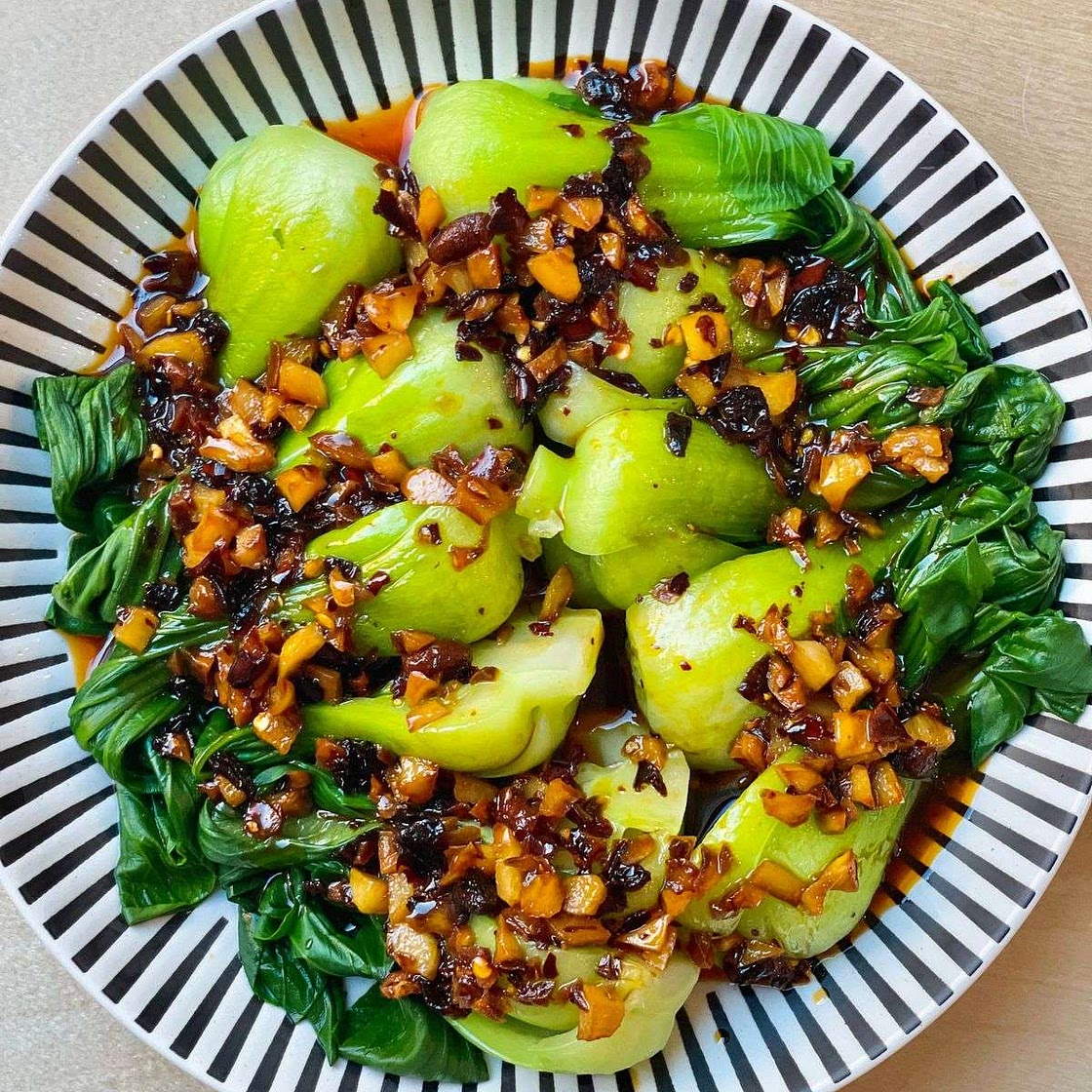 Bok Choy with Garlic Chili Oil