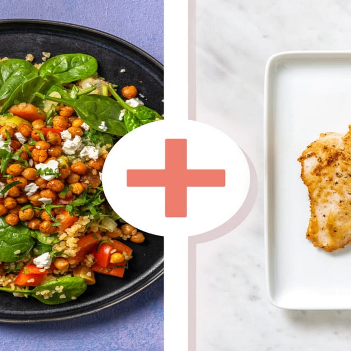 Roasted Chickpea, Chicken and Bulgur Salad with Mint and Feta