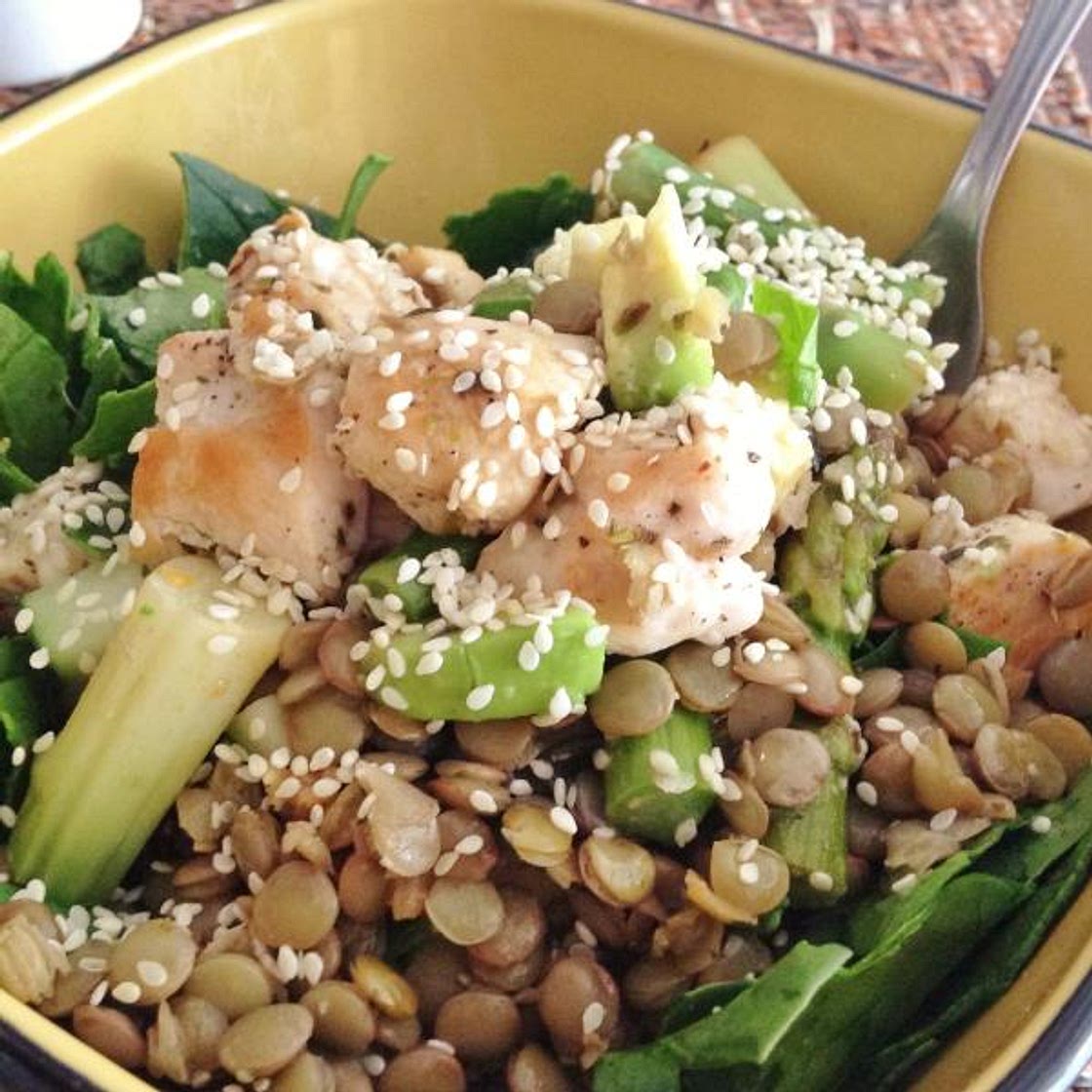 Receita de Salada de lentilhas com frango