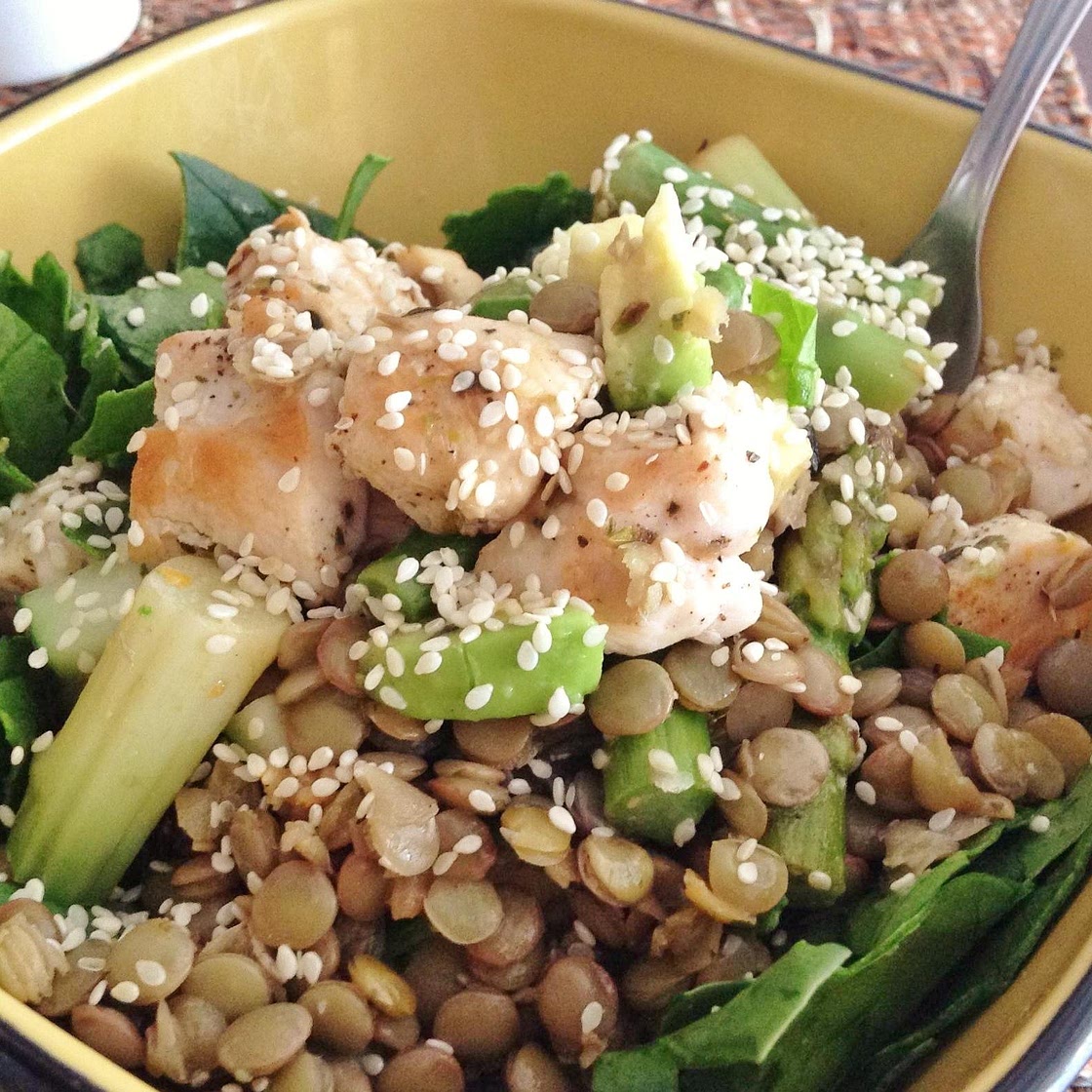 Receita de Salada de lentilhas com frango