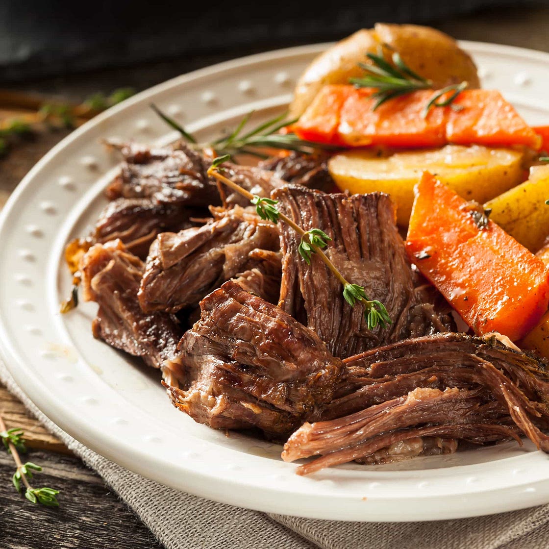 Slow Cooker Balsamic Shredded Beef (GF, DF, Paleo)