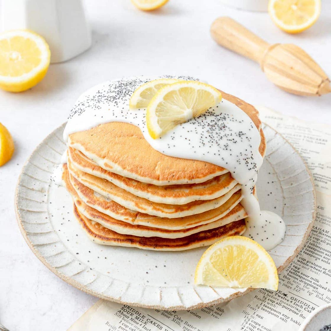 Lemon Poppy Seed Sourdough Pancakes