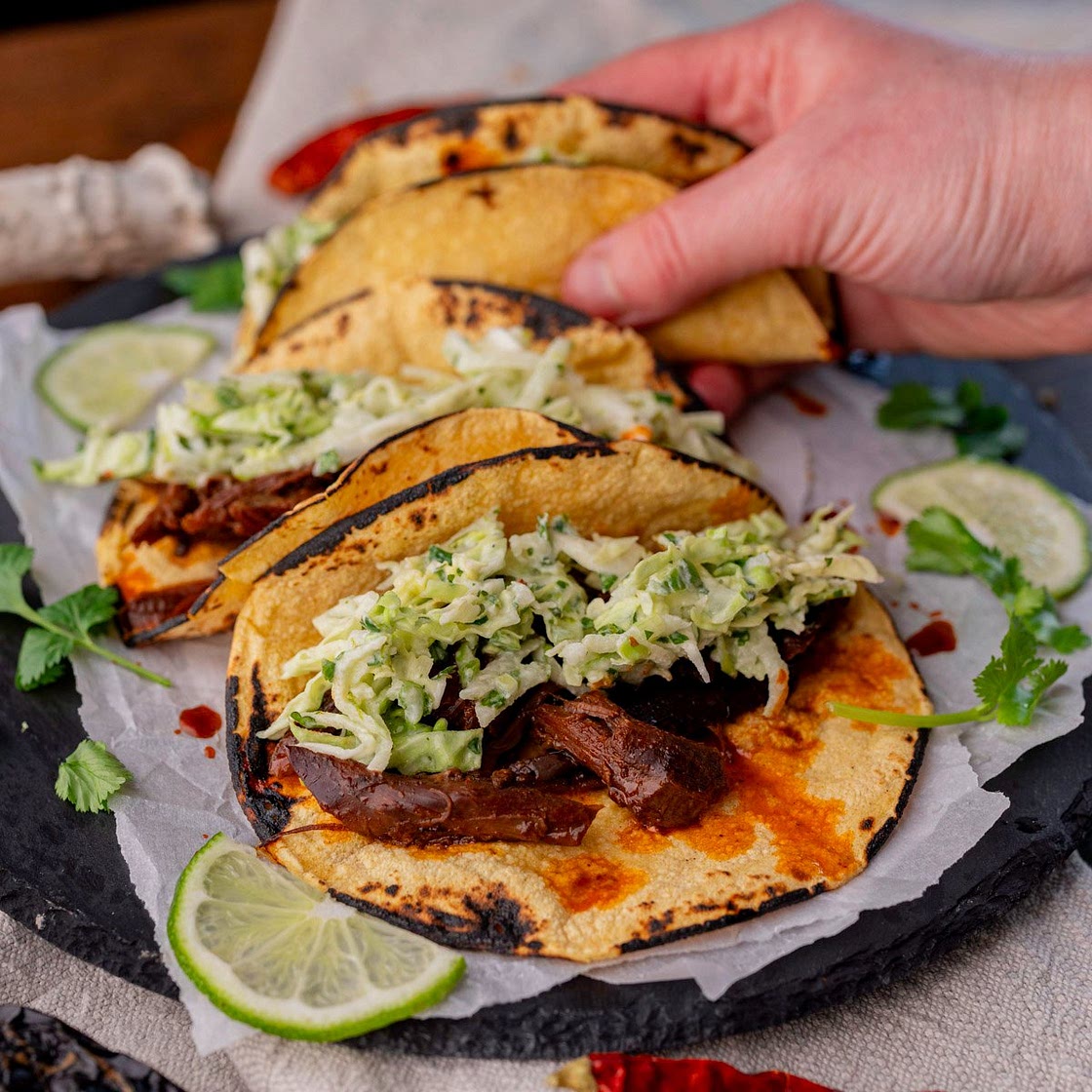Venison Shank Tacos with Apple Slaw