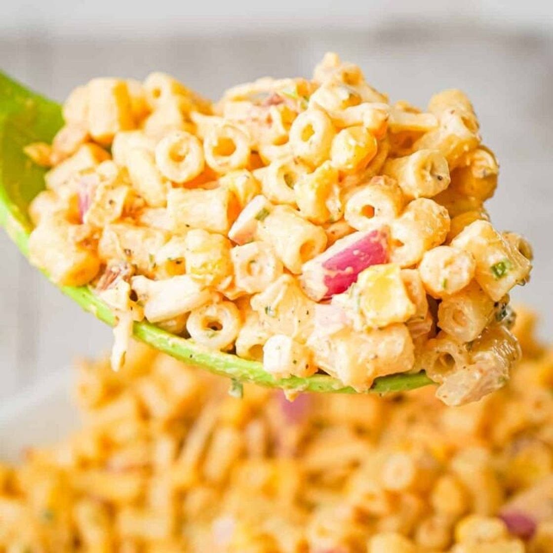 Cajun Macaroni Salad with Corn and Bacon