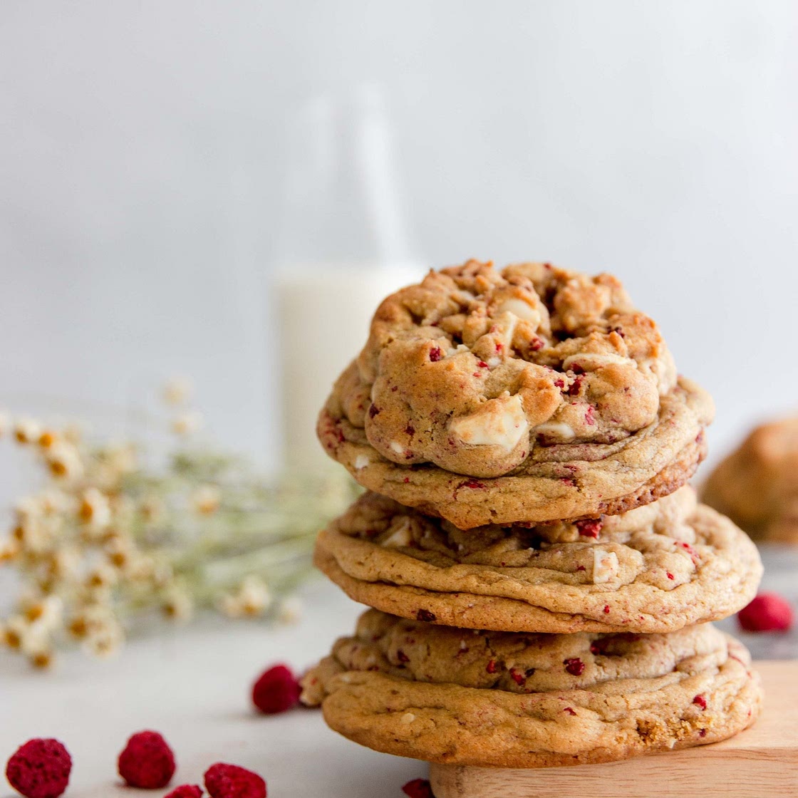 Brown Butter Raspberry White Chocolate Cookies