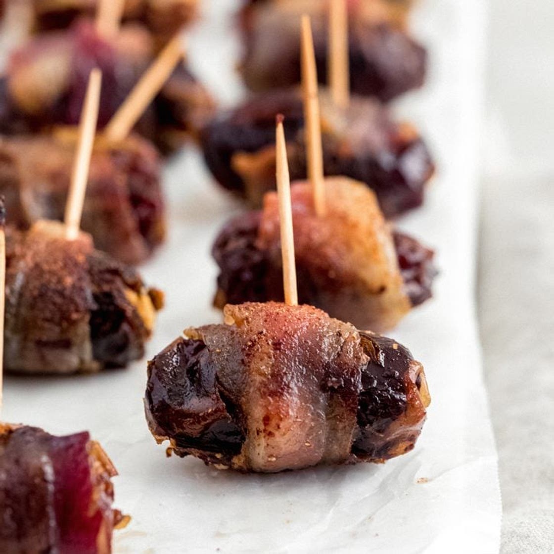 Bacon Wrapped Dark Chocolate + Goat Cheese Stuffed Dates
