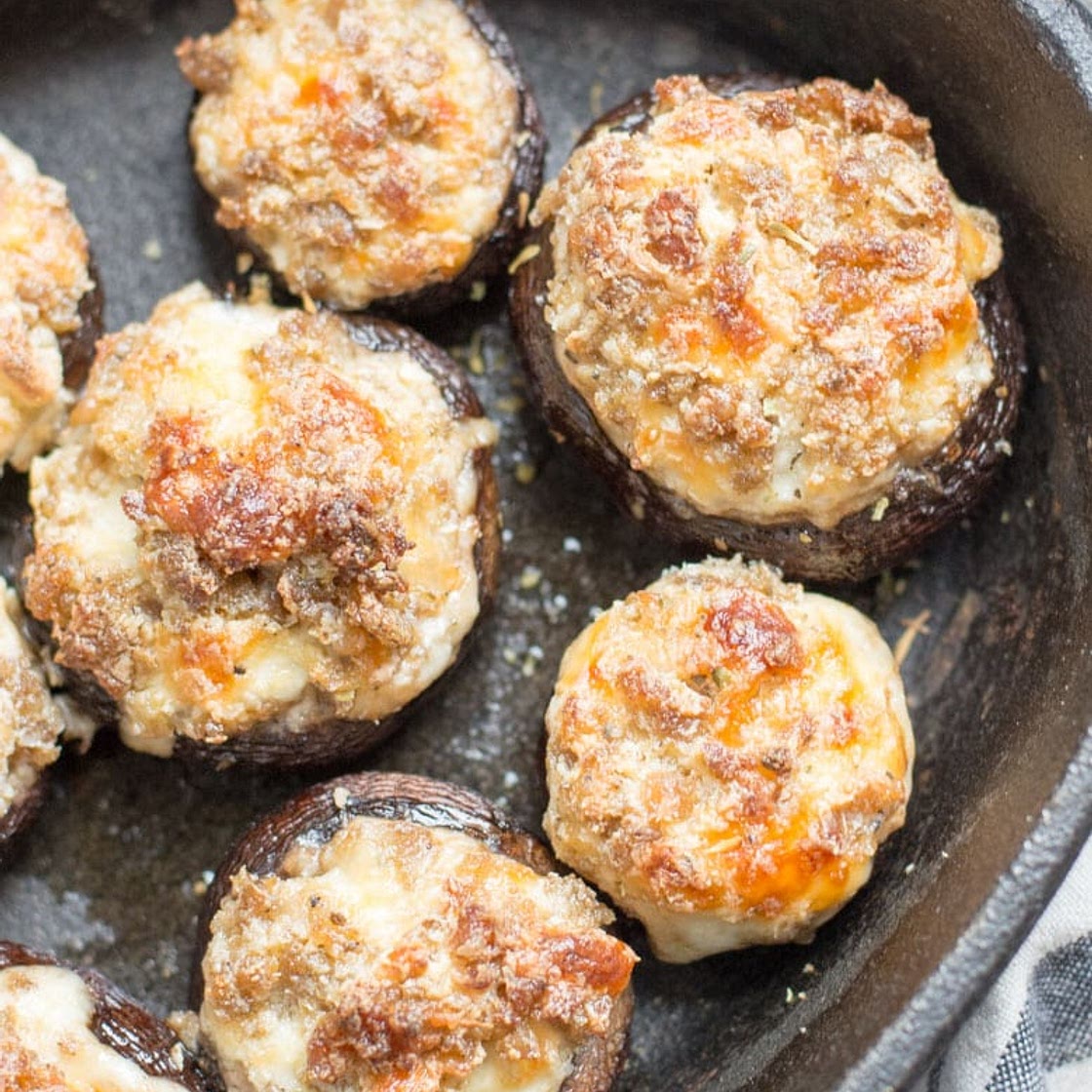 Keto Sausage Stuffed Mushrooms