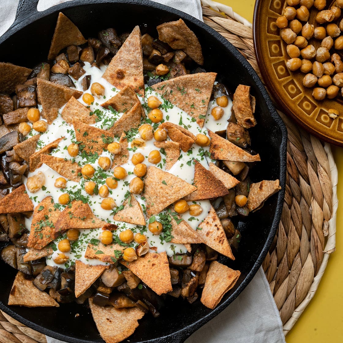 Vegan Palestinian Eggplant Fatteh