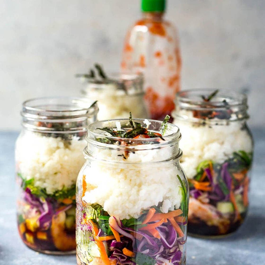 Dynamite Shrimp Sushi Jars {Meal Prep}