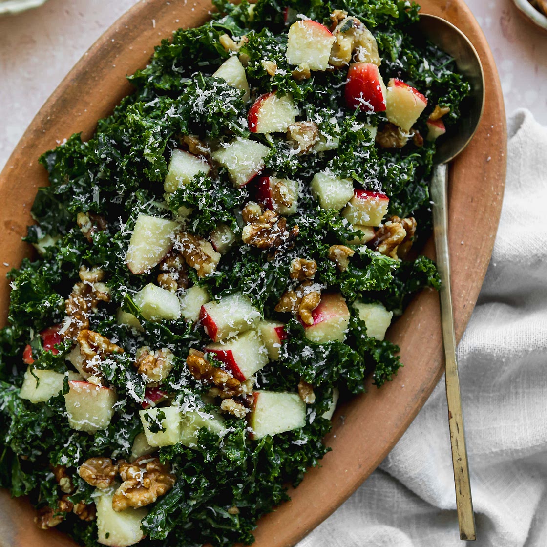 Simple Kale Apple Walnut Salad