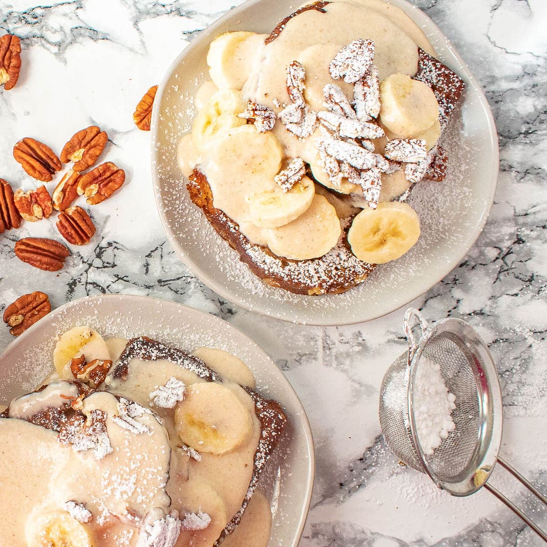 Banana Bread French Toast with Overnight and Vegan Options
